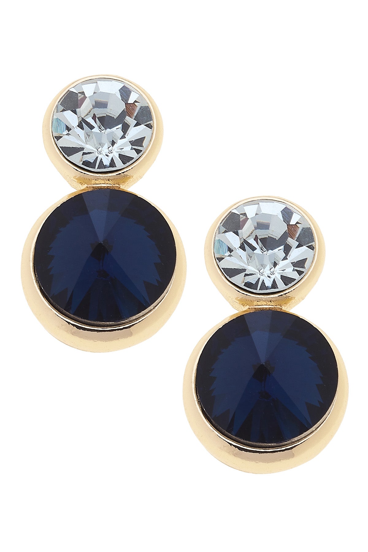 Effie Rhinestone Drop Earrings in Navy