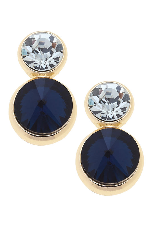 Effie Rhinestone Drop Earrings in Navy