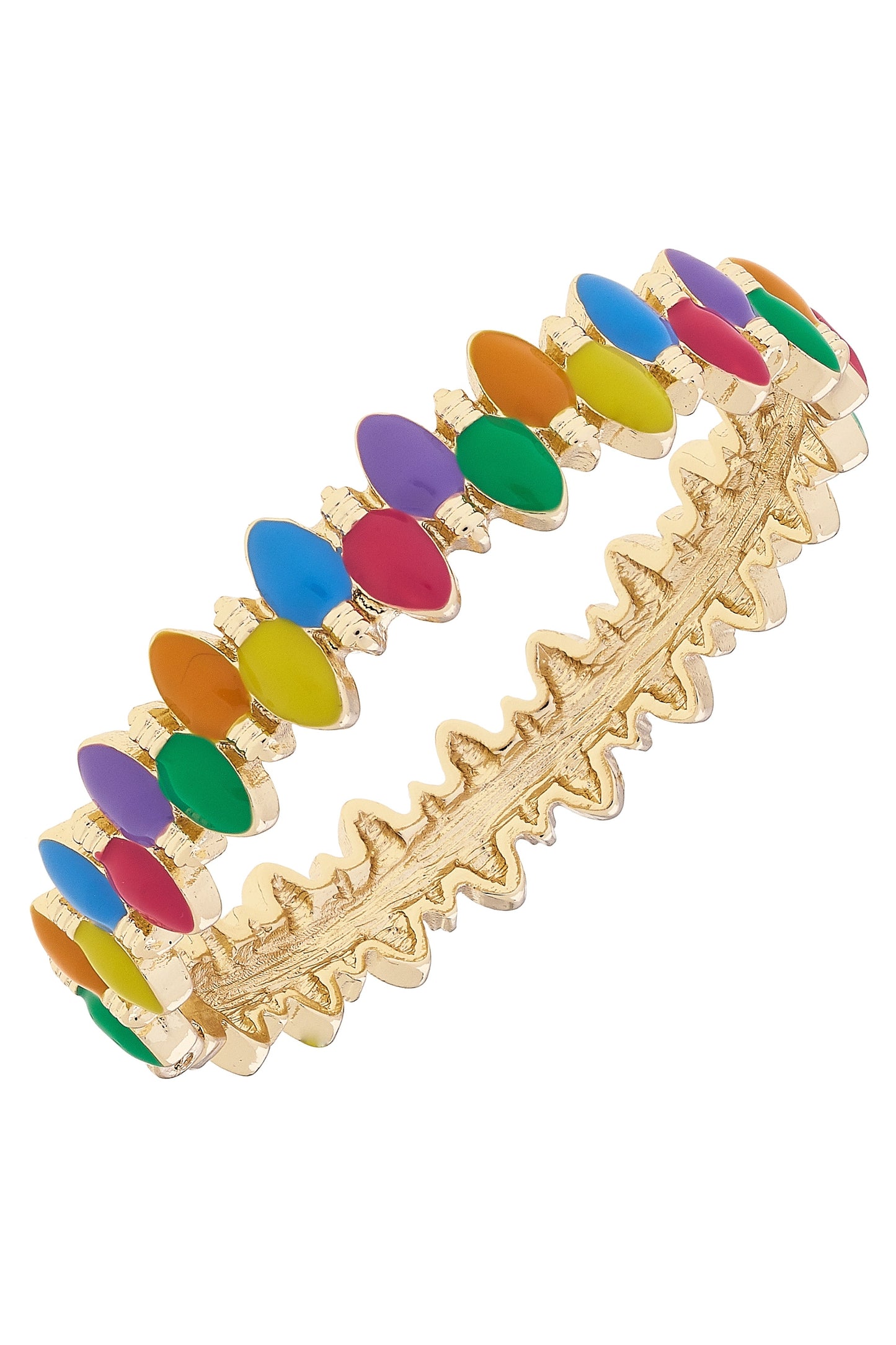 Christmas Lights Enamel Hinge Bangle in Multi