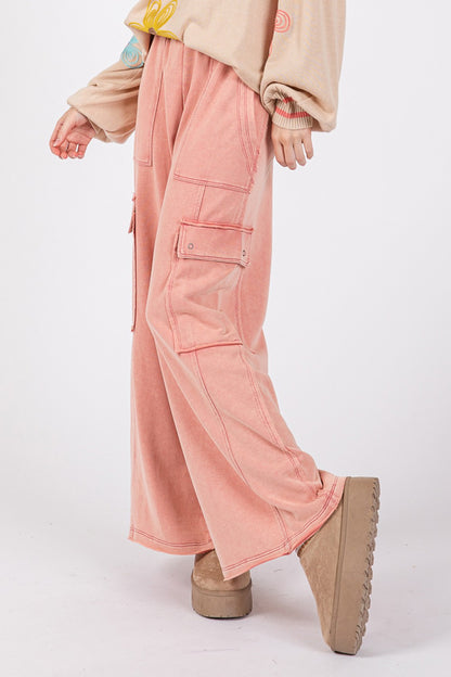 Knit Terry Mineral Wash Wide Leg Pants