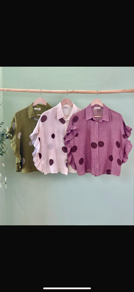 Tori Polka Dot Top (Green & Purple)