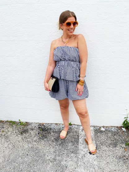 Gingham Tube Top and Shorts Set