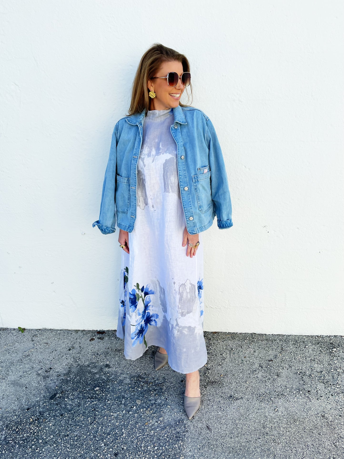 Jenny Dress in White Watercolor