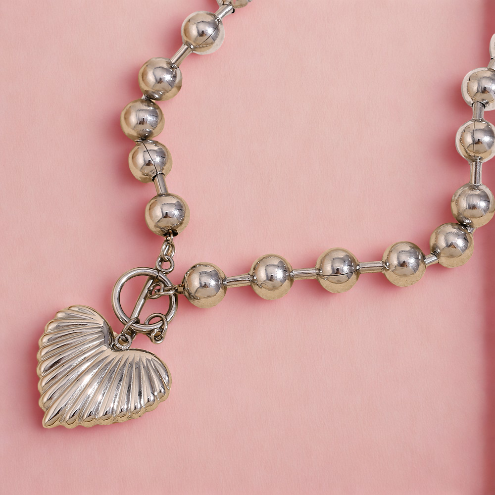 Beaded Heart Statement Necklace