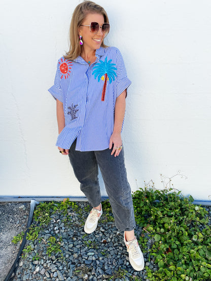 Ericka Top- Dark Blue