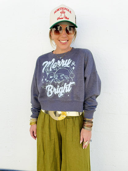 Merry&bright Christmas Short Cropped Sweatshirt