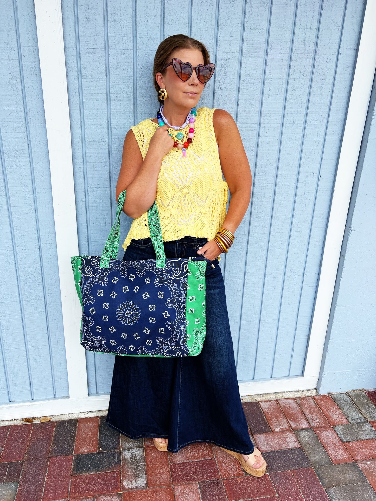 Bailey Bandana Tote Navy/Green