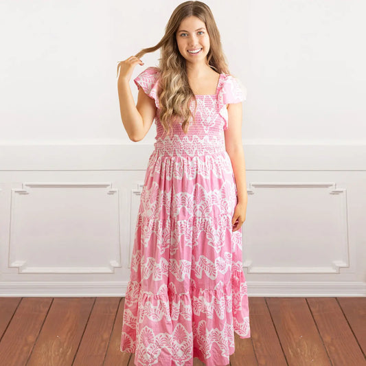 Pink Block Flutter Sleeve
