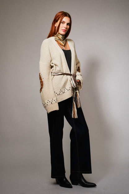 Western Horse Belted Cardigan Sweater PREORDER