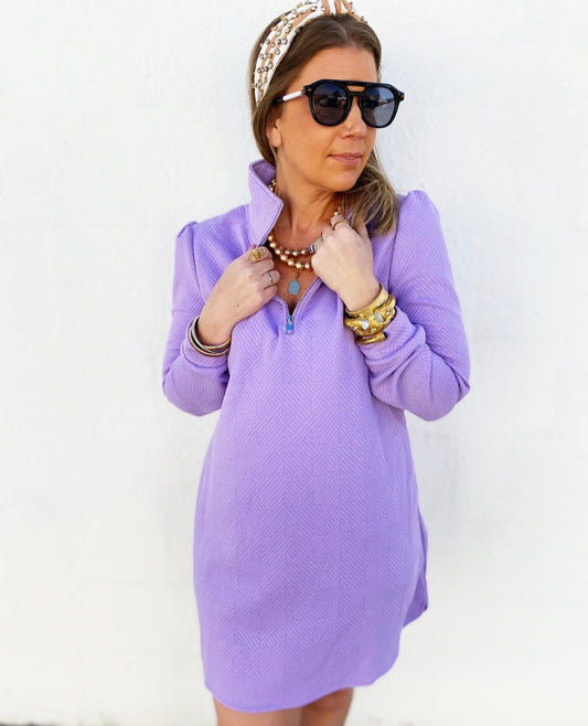 Lilac Quarter Zip Long Sleeve Dress size small IN STOCK`