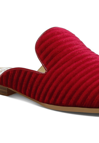 Ouzini Velvet Textured Slip On Mules