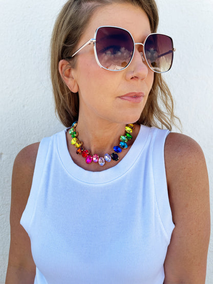 Banks Colorful Oval Stone Necklace