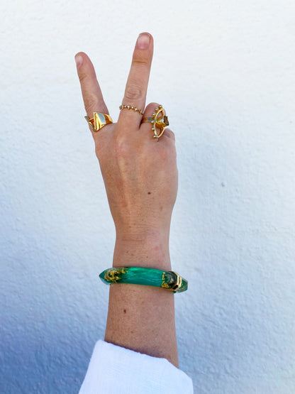 Gold Leaf Thin Faceted Lucite Bangles *SAMPLE SALE