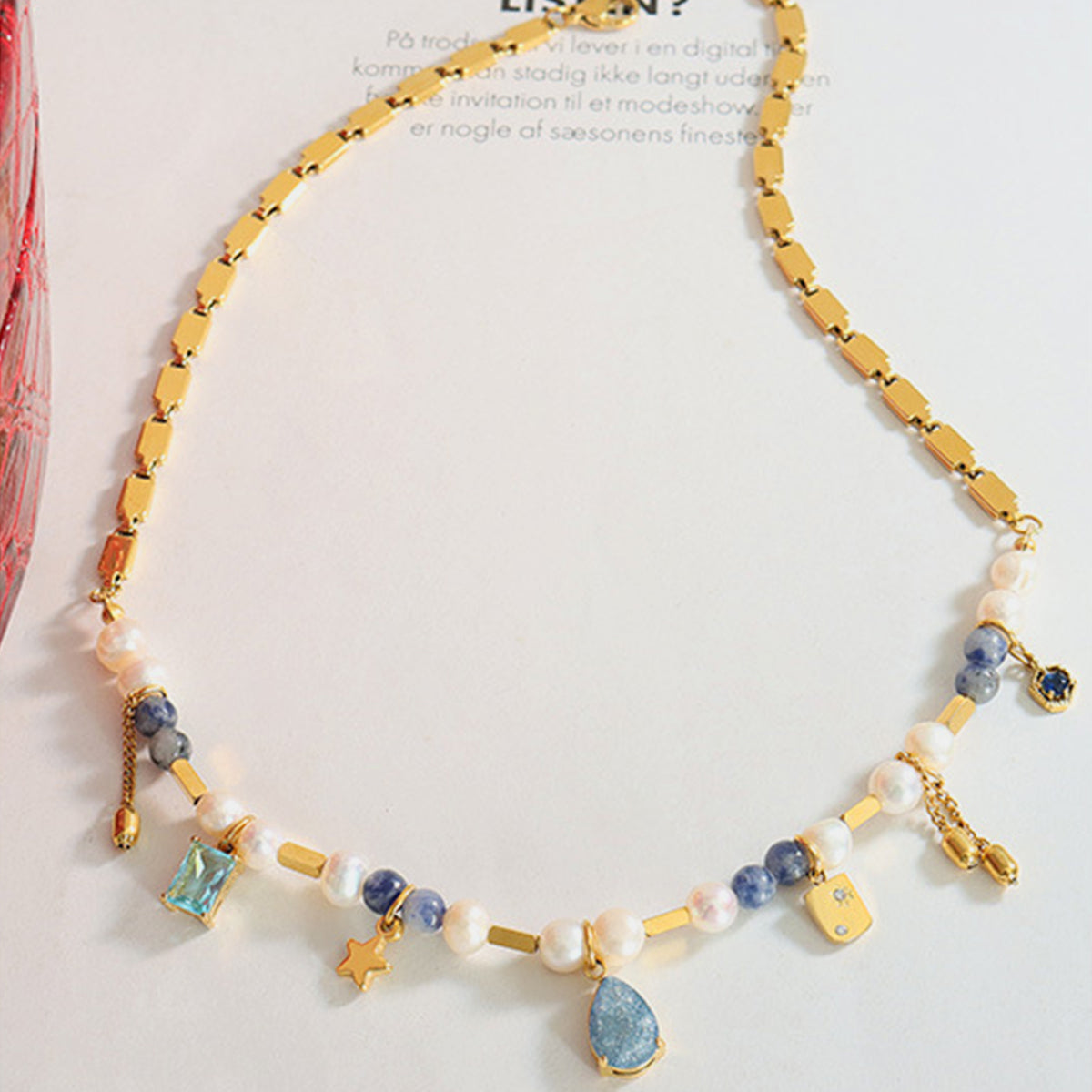 18K Gold-Plated Beaded Charm Necklace PREORDER