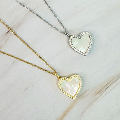 Shell Heart Locket Pendant Necklace