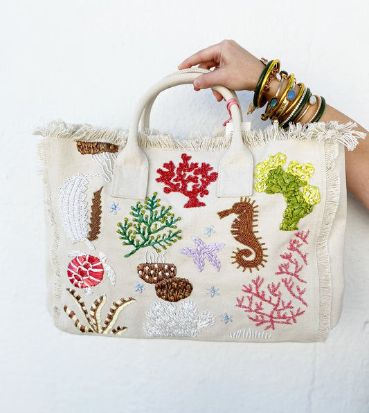 Sea Life Beaded Bag