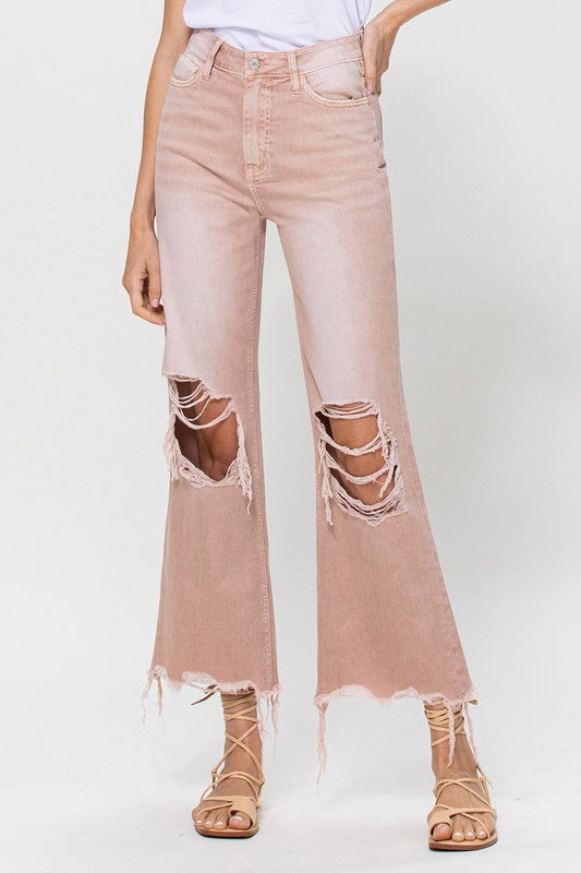 90's Vintage Crop Flare Jeans Light Rose- *Online only