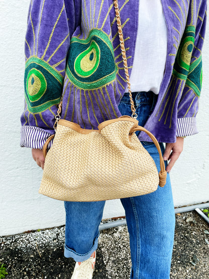 Taylor Capri Crossbody- Toast raffia