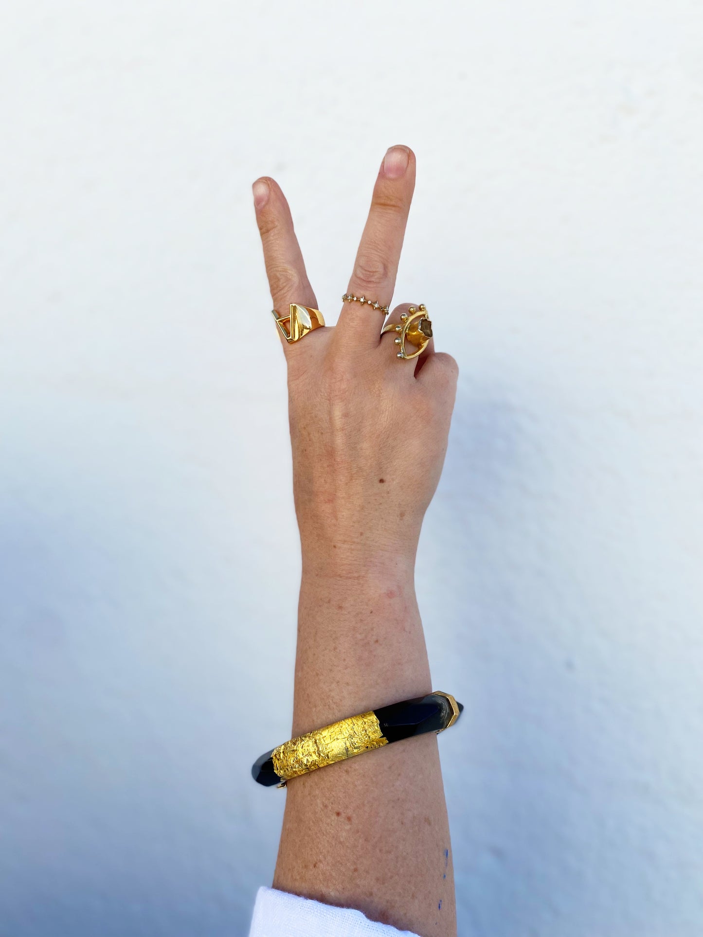 Gold Leaf Thin Faceted Lucite Bangles *SAMPLE SALE