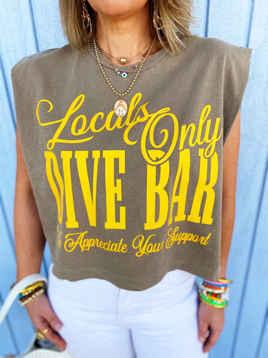 Locals Only Dive Bar Vintage Cropped Muscle Tank