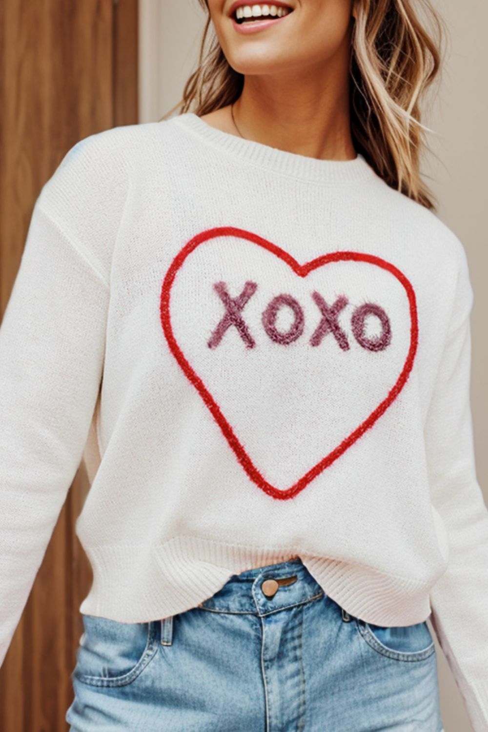 XOXO Round Neck Drop Shoulder Sweater PREORDER