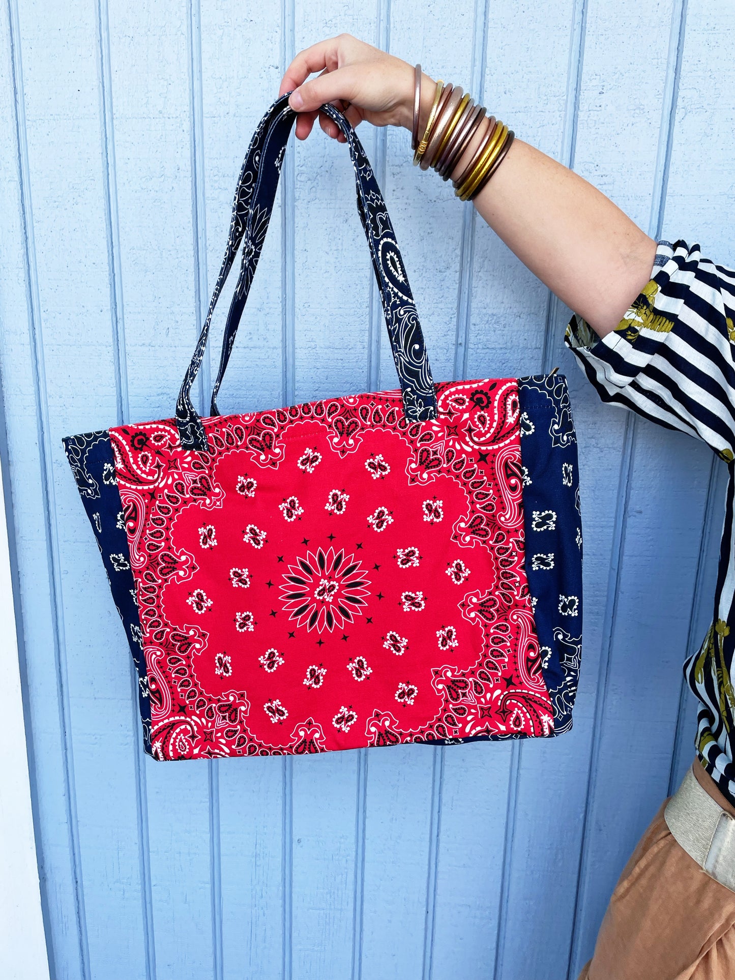 Bailey Bandana Tote Red/Navy