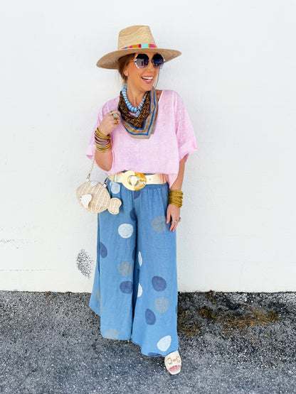 Phoebe Pant in Blue Polka Dot