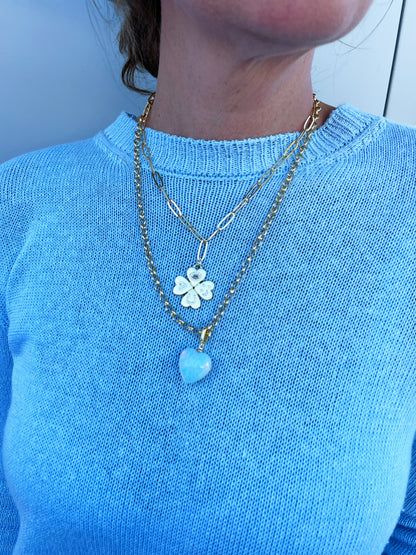 Iridescent Heart & Lucky Charm Necklace