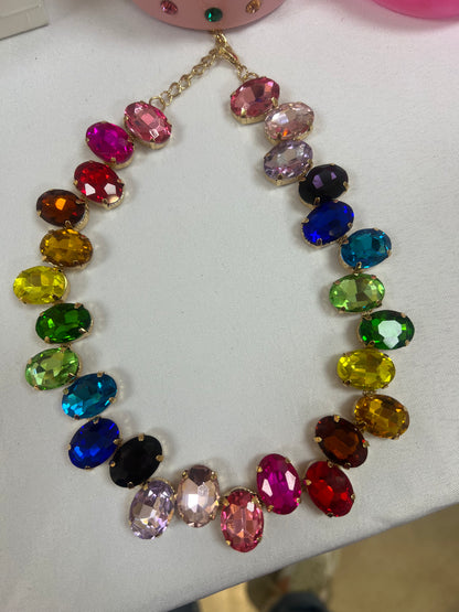 Banks Colorful Oval Stone Necklace