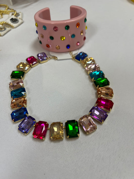 Banks Colorful Emerald Cut Necklace