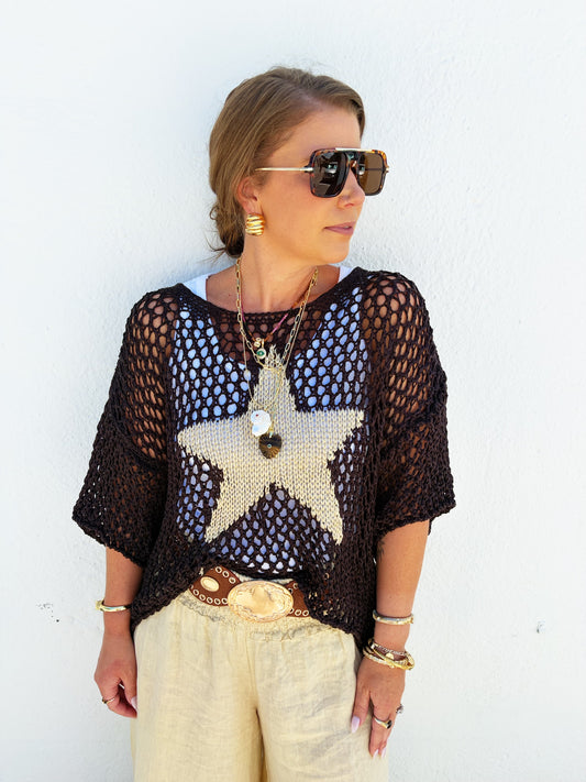 Gina Star Sweater in Chocolate