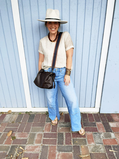 Taylor Convertible Crossbody- Chocolate Vegan Leather