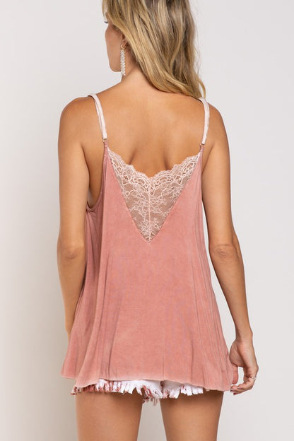 V-camisole Tank with Lace on Front * Online only-ships from warehouse