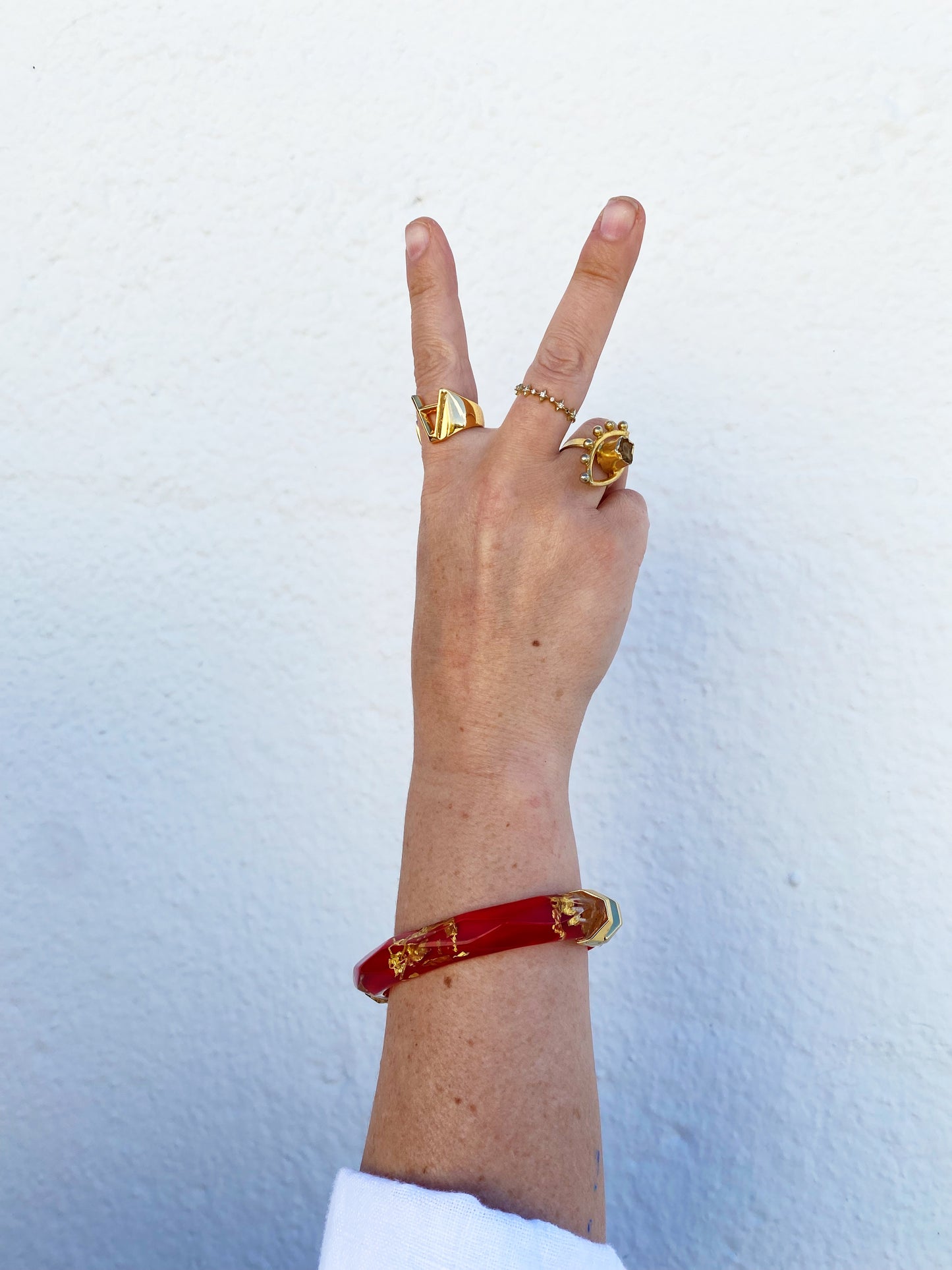 Gold Leaf Thin Faceted Lucite Bangles *SAMPLE SALE