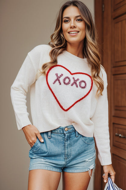 XOXO Round Neck Drop Shoulder Sweater PREORDER