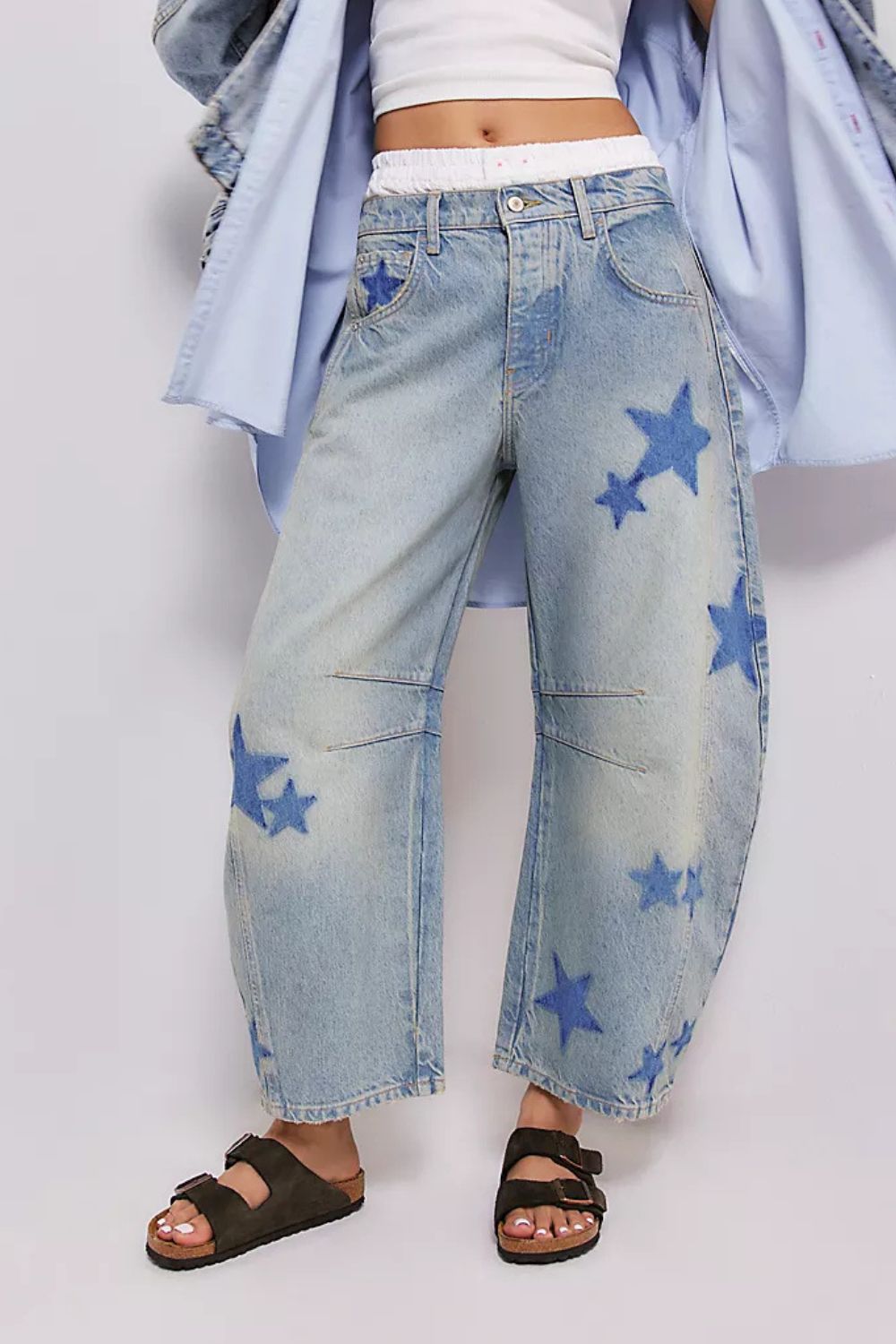 Contrast Star Wide Leg Jeans PREORDER