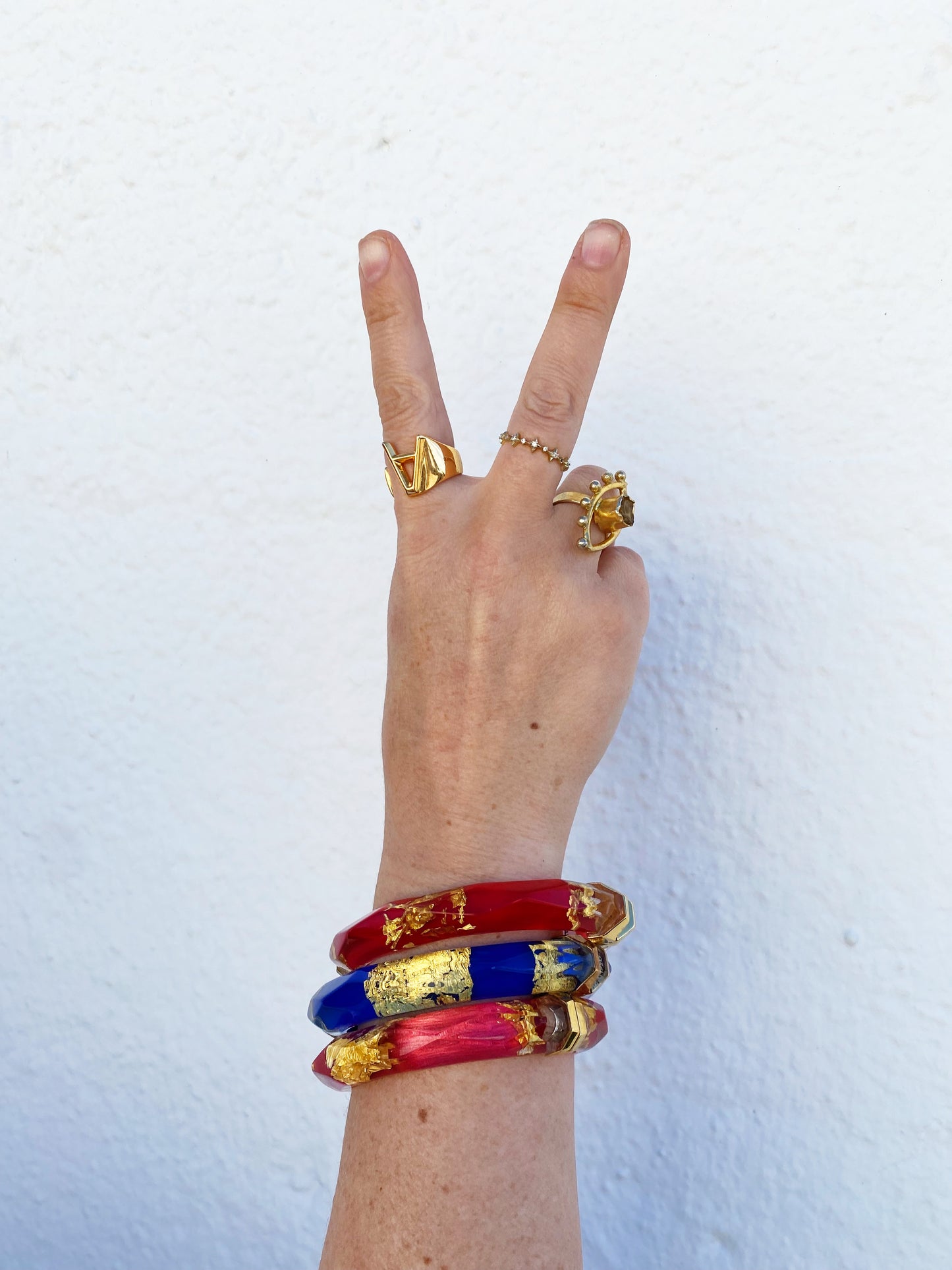 Gold Leaf Thin Faceted Lucite Bangles *SAMPLE SALE