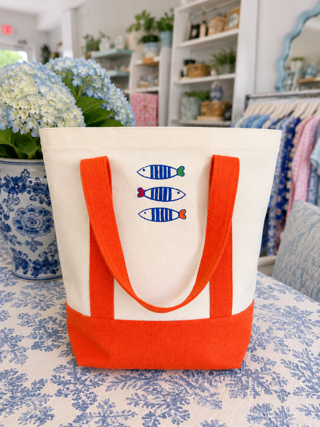 Here Fishy Tote Bag (Orange)