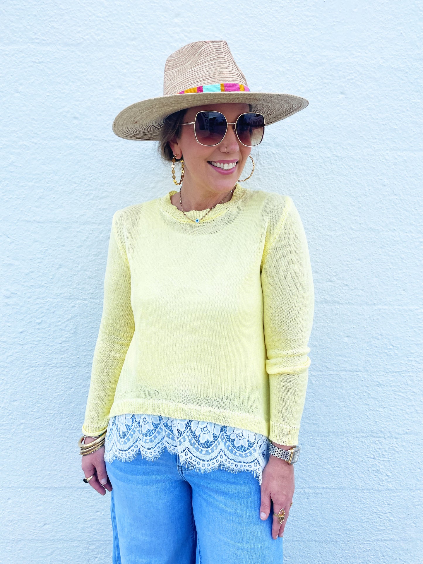 Yellow lace sweater