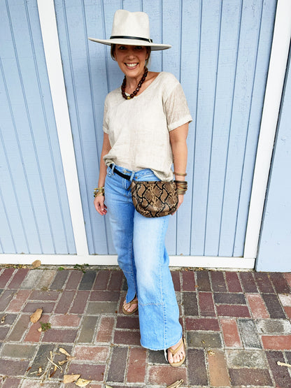 Devon Convertible Crossbody- Brown Python