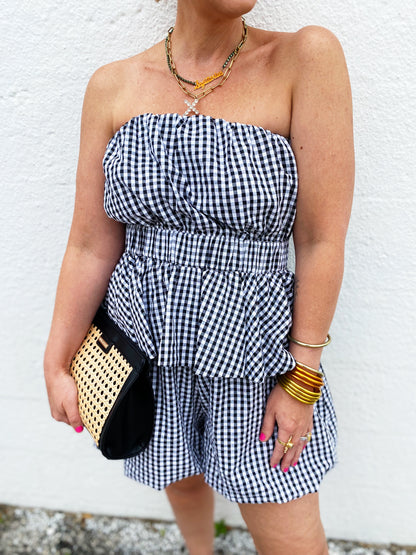 Gingham Tube Top and Shorts Set