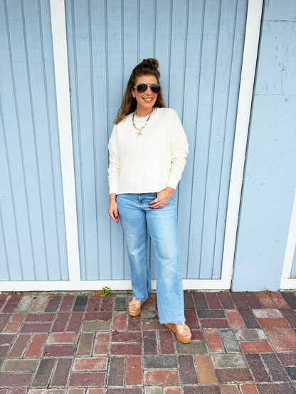 Cross Detail Open Back Long-sleeve Top
