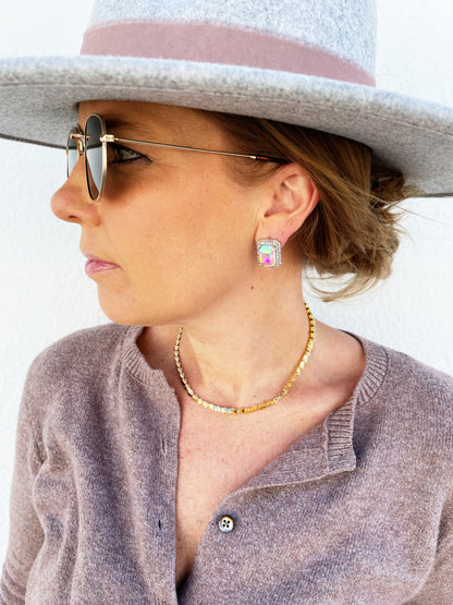 Emma Earrings in Iridescent Silver