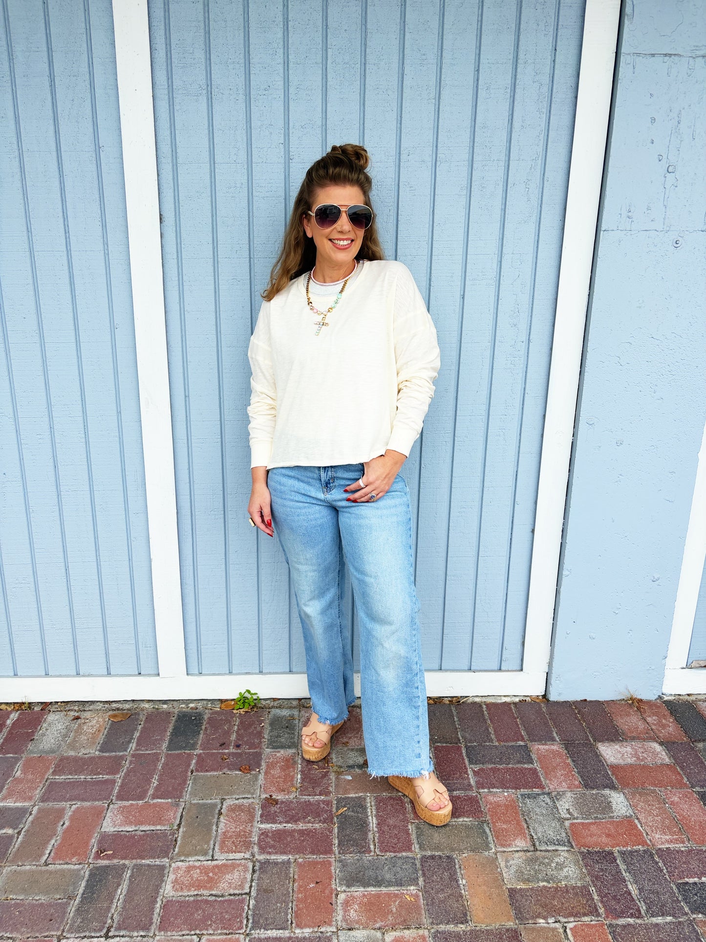 Cross Detail Open Back Long-sleeve Top