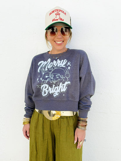 Merry&bright Christmas Short Cropped Sweatshirt