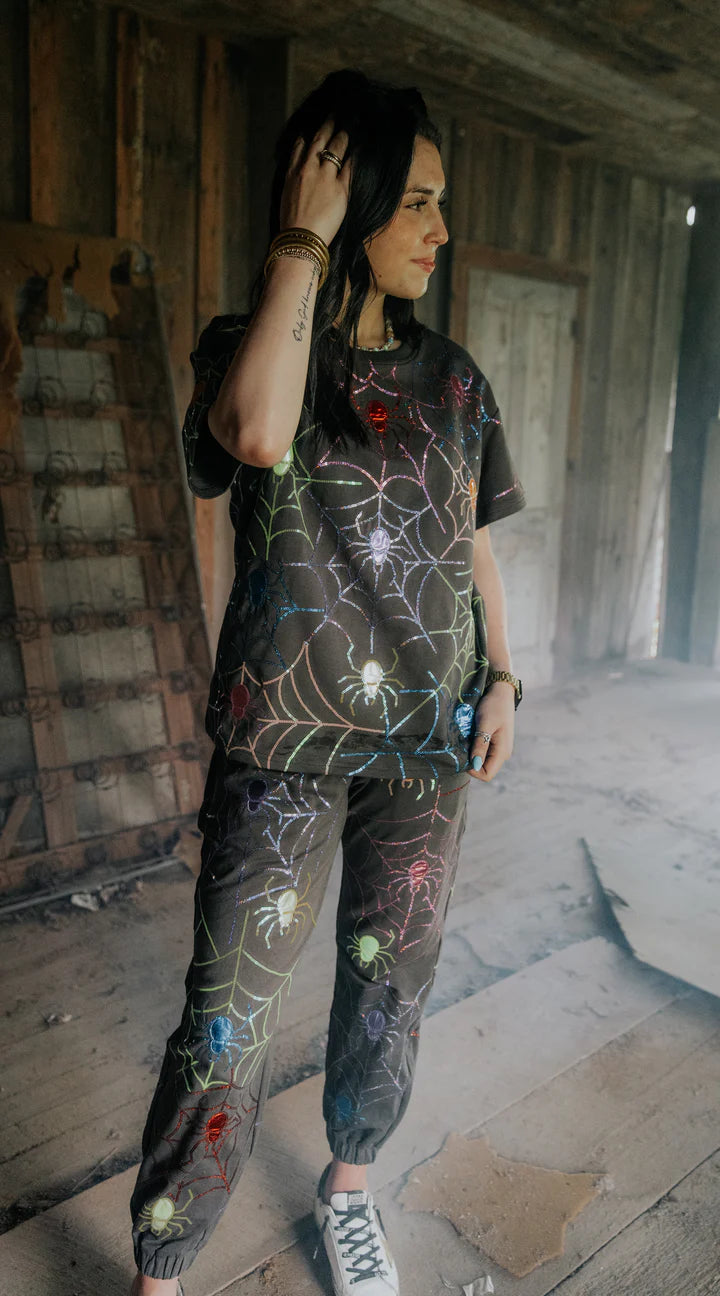 Spooky crawly spider sequin jogger set | PREORDER