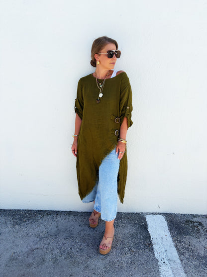 Lane High/Low Linen Top