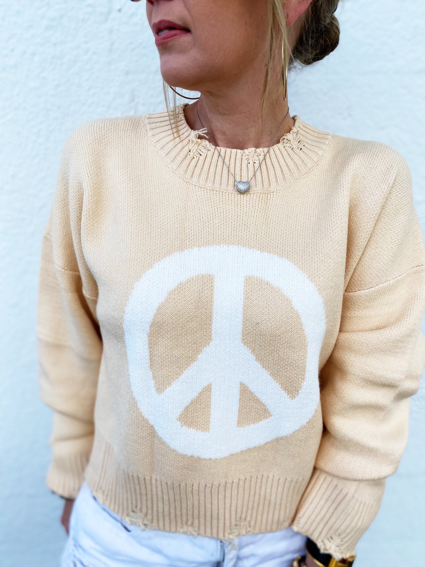 In Stock Peace Sign Sweater- SIZE SMALL