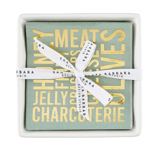 Ceramic Napkin Tray + Napkins - Charcuterie