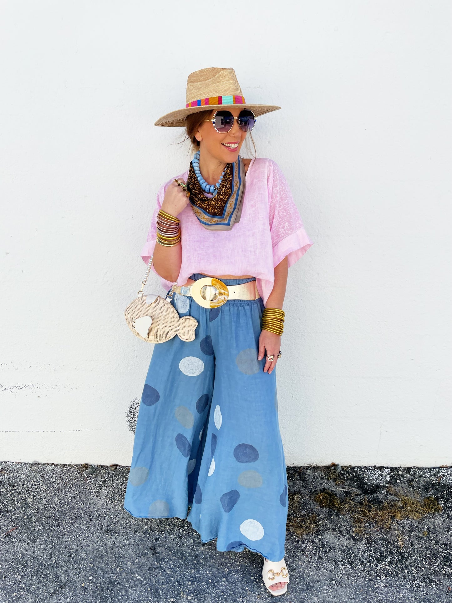 Phoebe Pant in Blue Polka Dot